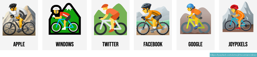 🚵 Mountain biker emojis 🚵🏻🚵🏼🚵🏽🚵🏾🚵🏿🚵‍♂️🚵‍♀️