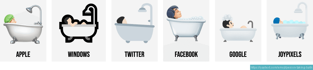 🛀 Taking bath emojis 🛀🏻🛀🏼🛀🏽🛀🏾🛀🏿