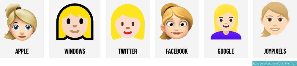 👩 Emojis de mulher (com mais de 35 cores de pele e cabelo