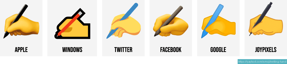 ️ Writing hand emojis 🏻 🏼 🏽 🏾 🏿