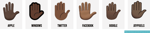 Haised Hand Emojis 🏻 🏼 🏽 🏾 🏿 