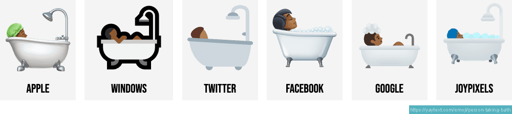 🛀 Taking bath emojis 🛀🏻🛀🏼🛀🏽🛀🏾🛀🏿