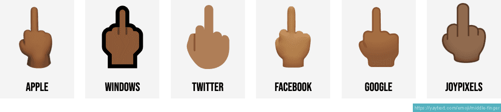 🖕 Middle finger f-you emojis 🖕🏻🖕🏼🖕🏽🖕🏾🖕🏿