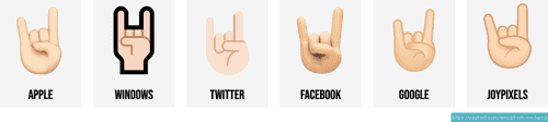 🤘 Rock on / sign of the horns emojis 🤘🏻🤘🏼🤘🏽🤘🏾🤘🏿