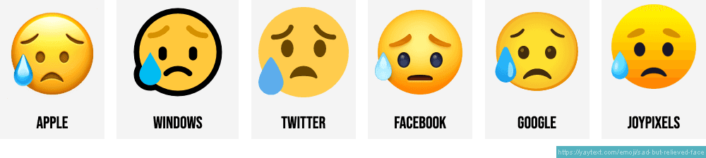 Emoji de cara triste pero aliviada