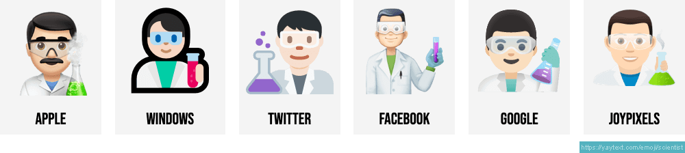 🧑‍🔬 Scientist emojis 🧑🏻‍🔬🧑🏼‍🔬🧑🏽‍🔬🧑🏾‍🔬🧑🏿‍🔬👨‍🔬👩‍🔬