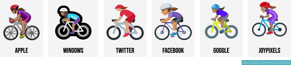 🚴 Cyclist / biker emojis 🚴🏻🚴🏼🚴🏽🚴🏾🚴🏿🚴‍♂️🚴‍♀️