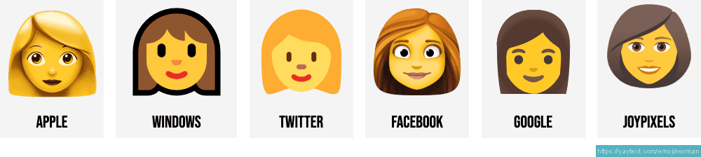 👩 Emojis de mulher (com mais de 35 cores de pele e cabelo